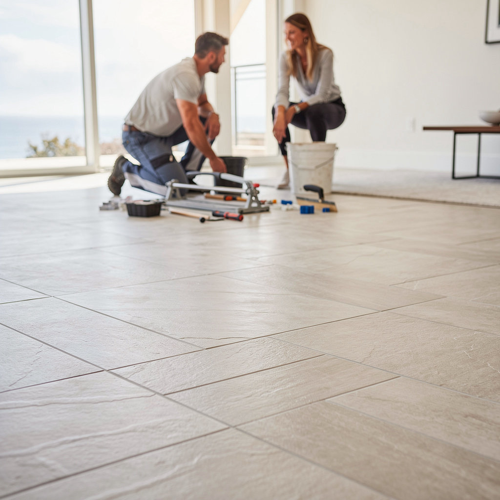 Flooring 101 - Goleta showcases a beautiful tile flooring installation in a modern Goleta home, highlighting ceramic and porcelain options